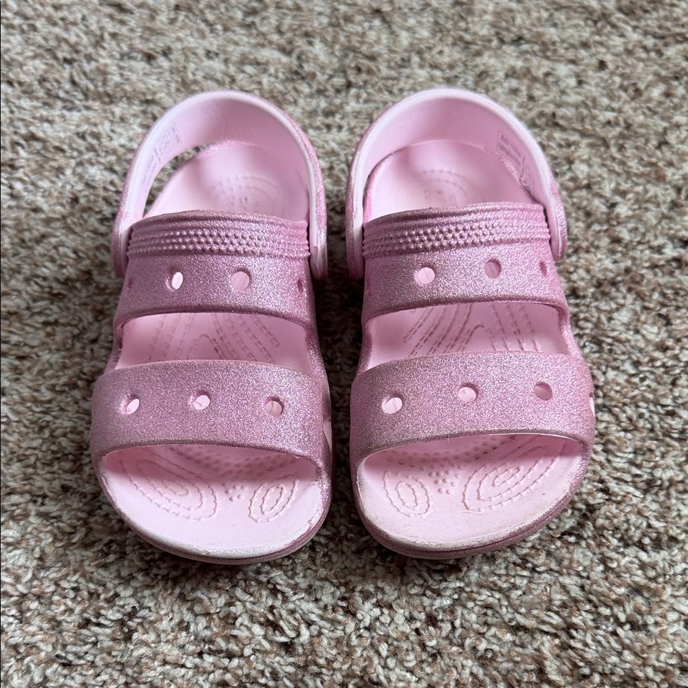 TODDLER GIRL CROC SANDALS SPARKLY PINK